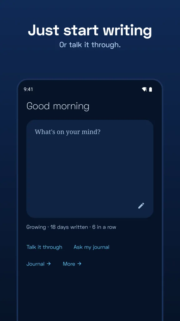 Writing screen: What's on your mind?